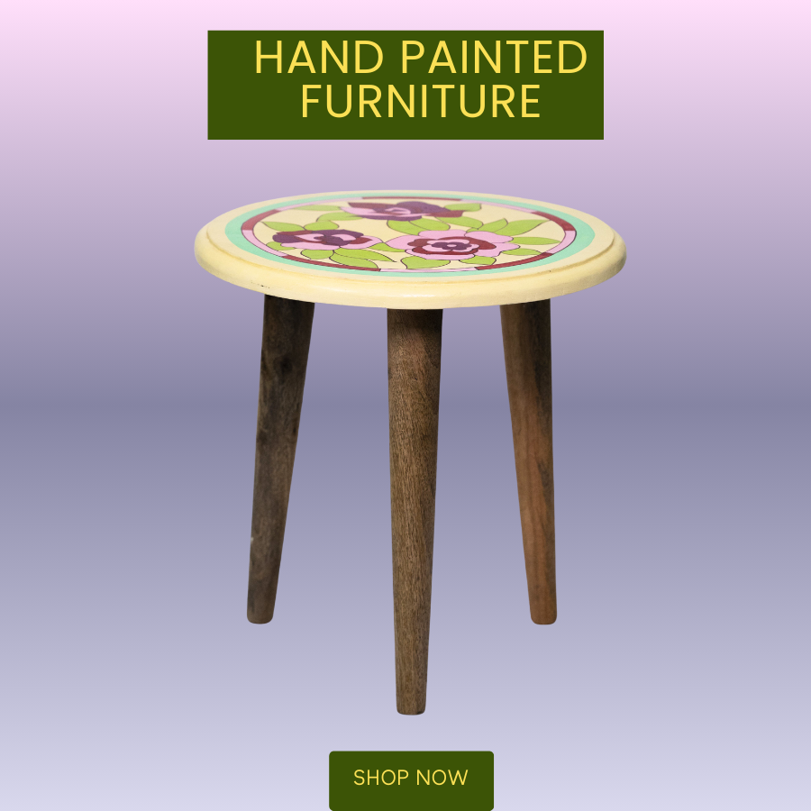Wooden hand painted Coffee table flower design