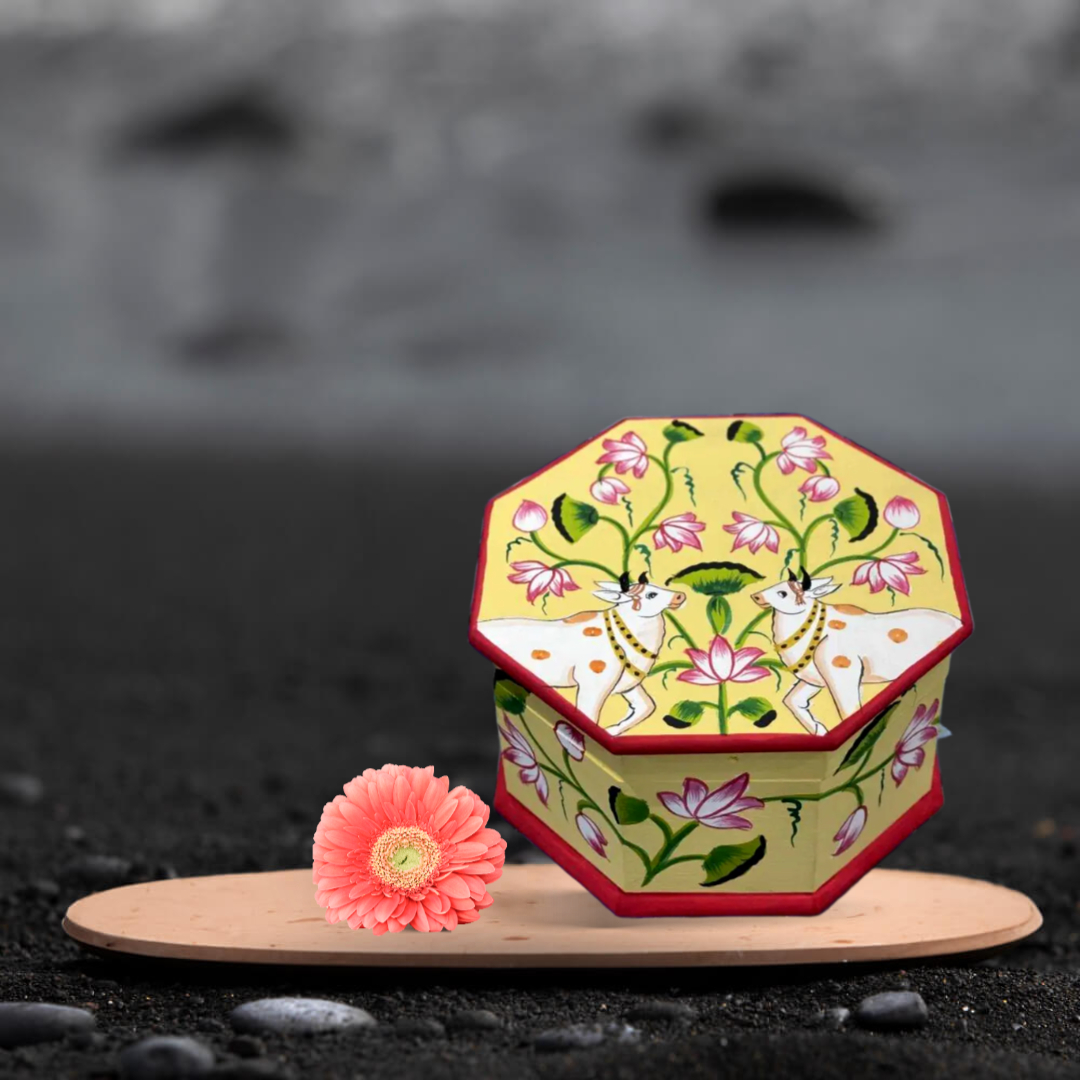 Wooden Pichwai Hand Painted Jewellery Box