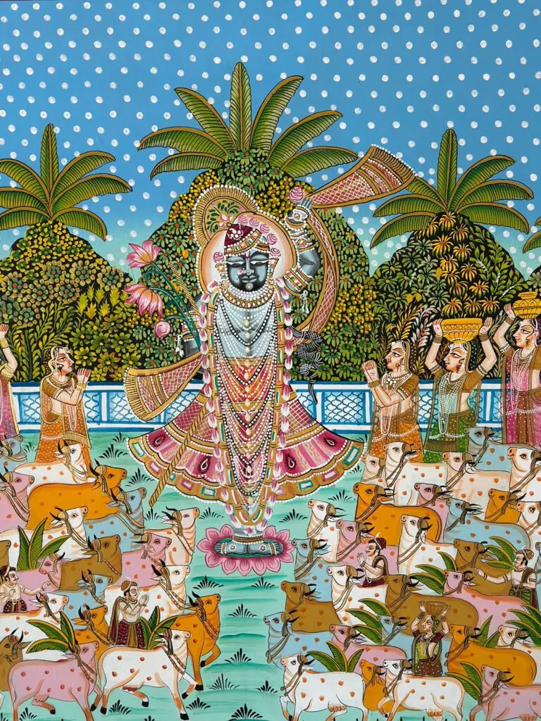 Gwal darshan pichwai painting of Shrinathji