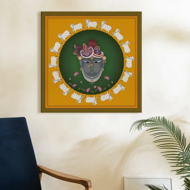 Ethnic Shrinathji Mukharvind Pichwai Wall Art Canvas Base