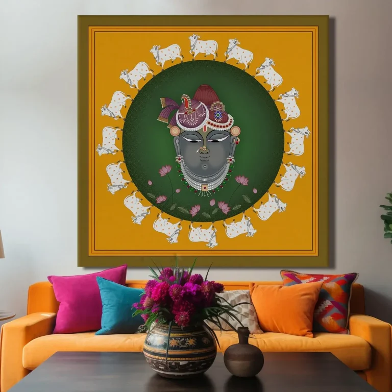 Ethnic Shrinathji Mukharvind Pichwai Wall Art Canvas Base