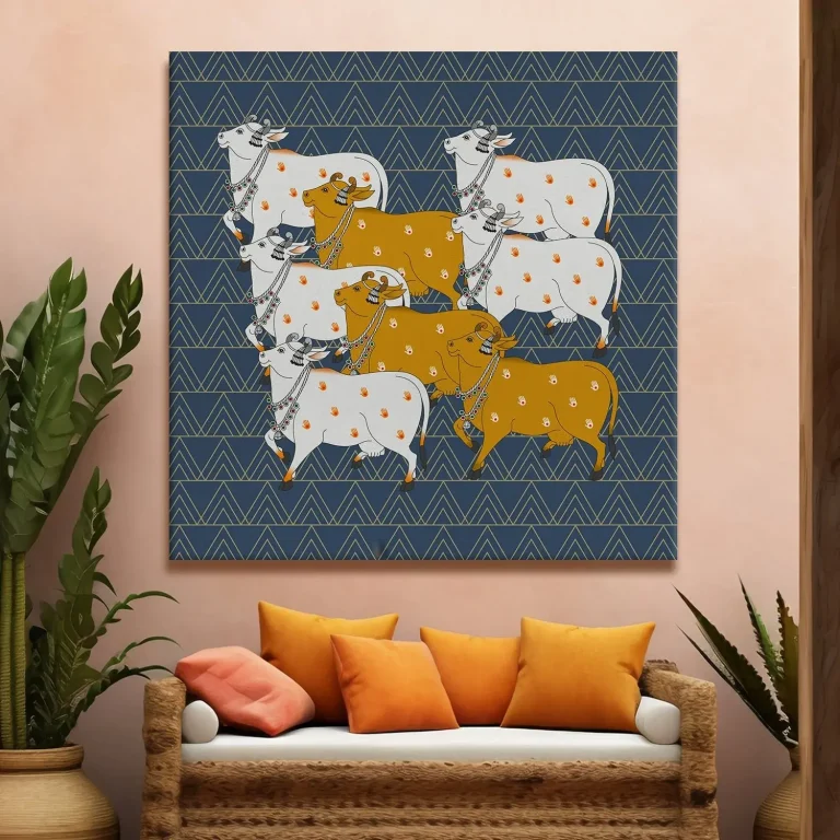 Group of Traditional Pichwai Cow Wall Art Canvas Base