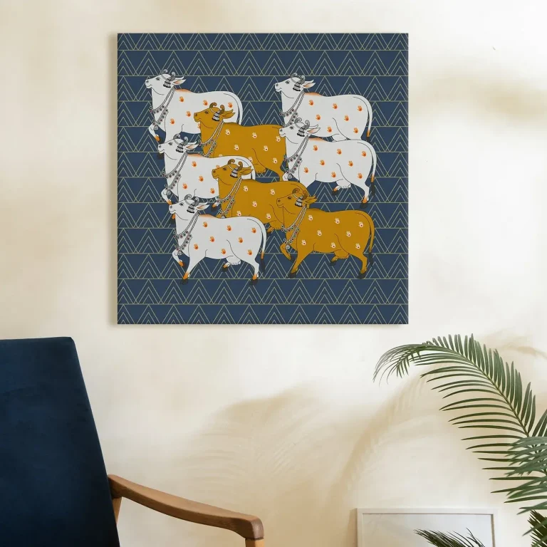 Group of Traditional Pichwai Cow Wall Art Canvas Base