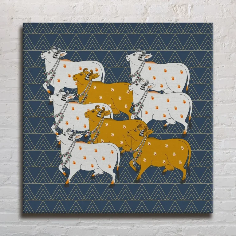 Group of Traditional Pichwai Cow Wall Art Canvas Base