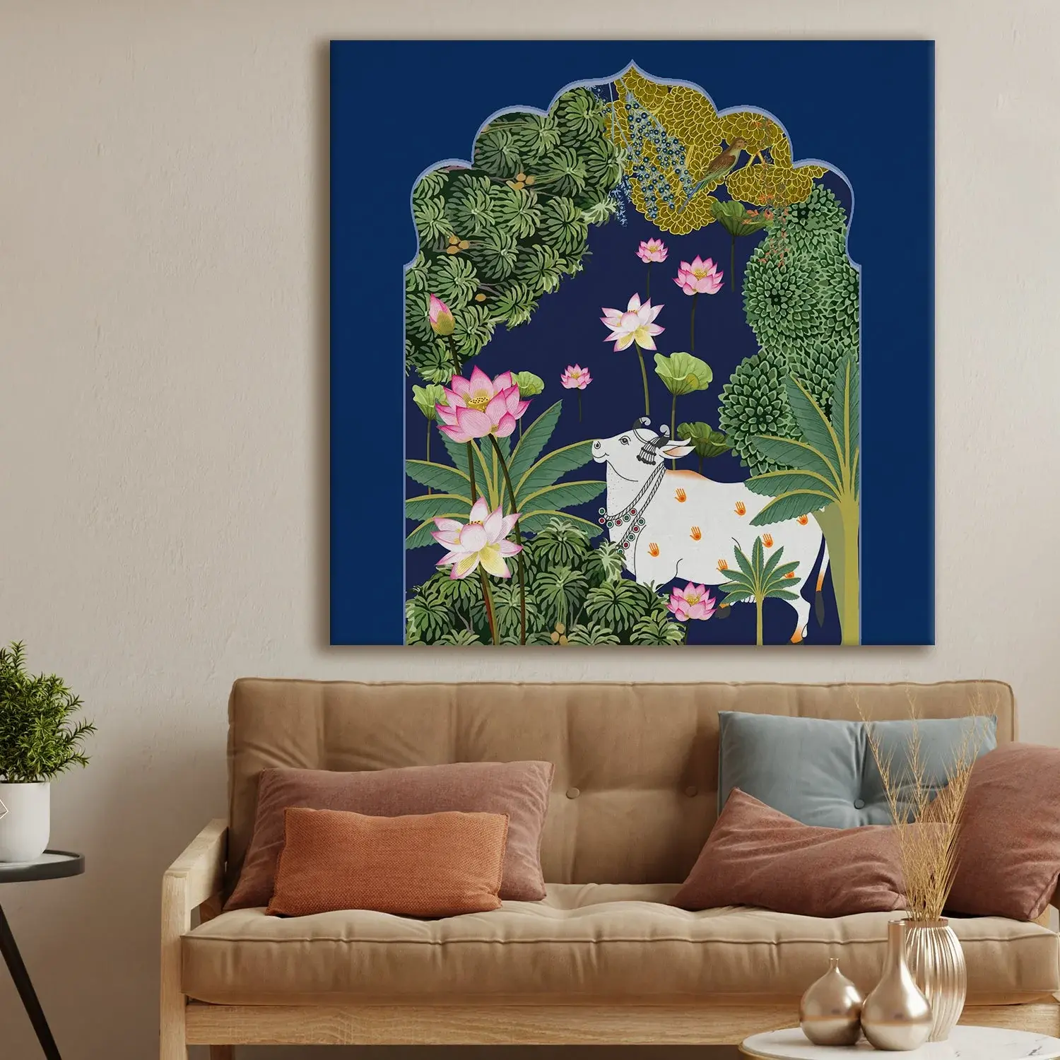 Indian Traditional Pichwai Cow Wall Art Canvas Base