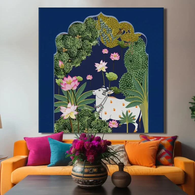 Indian Traditional Pichwai Cow Wall Art Canvas Base