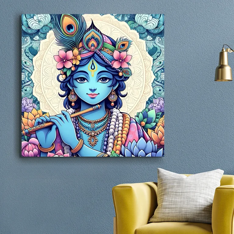 Graceful Lord Krishna Digital Wall Art Canvas Base