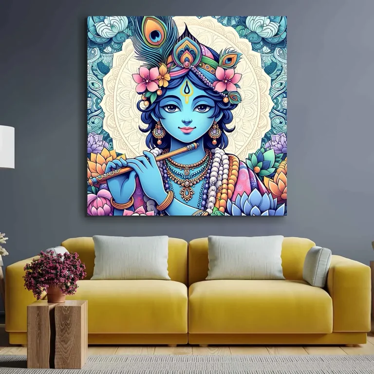Graceful Lord Krishna Digital Wall Art Canvas Base