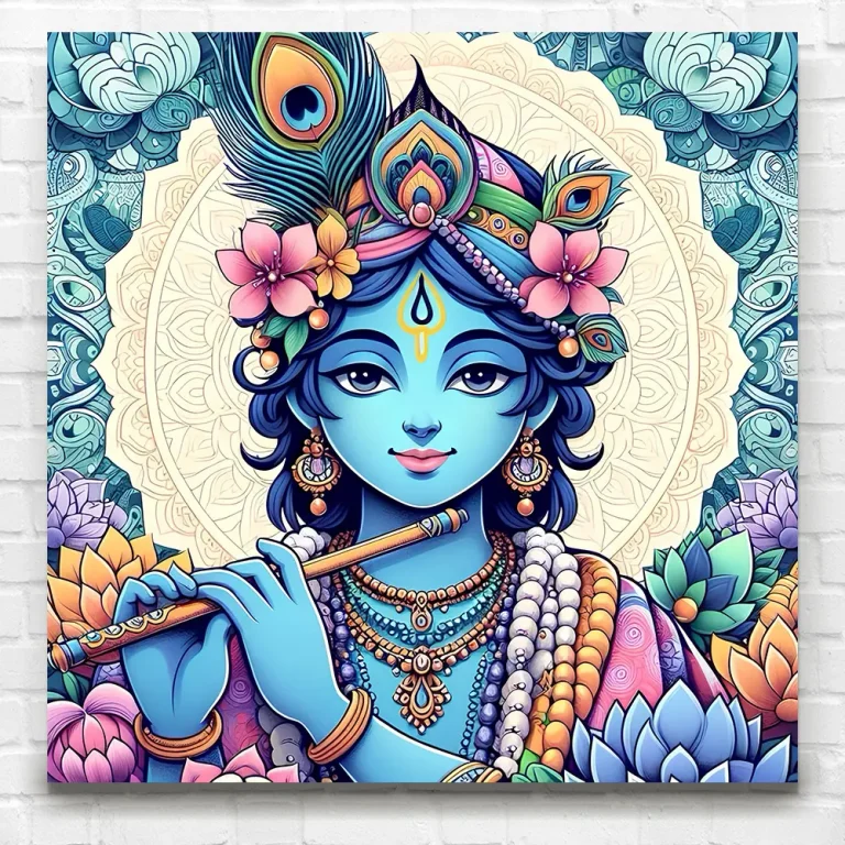 Graceful Lord Krishna Digital Wall Art Canvas Base