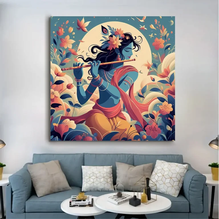 Mesmerizing Beautiful Lord Krishna Digital Wall Art Canvas Base