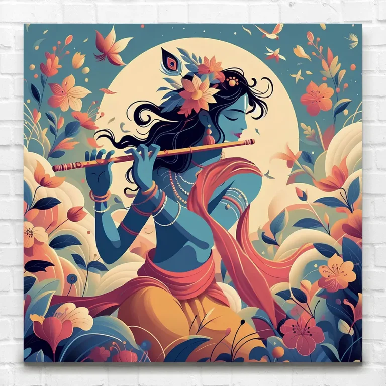 Mesmerizing Beautiful Lord Krishna Digital Wall Art Canvas Base