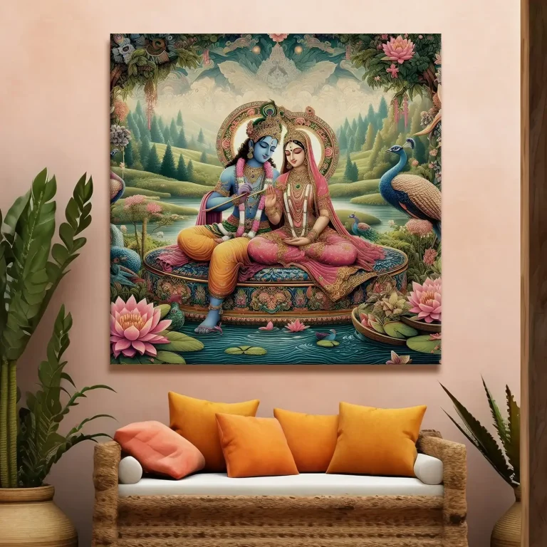 Natural Radha Krishna Digital Wall Art Canvas Base