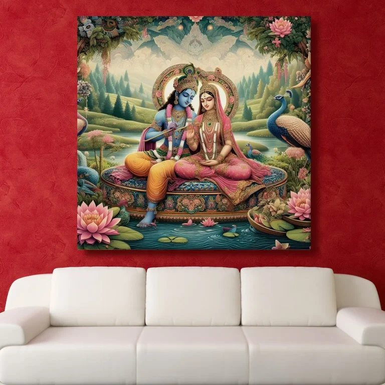 Natural Radha Krishna Digital Wall Art Canvas Base