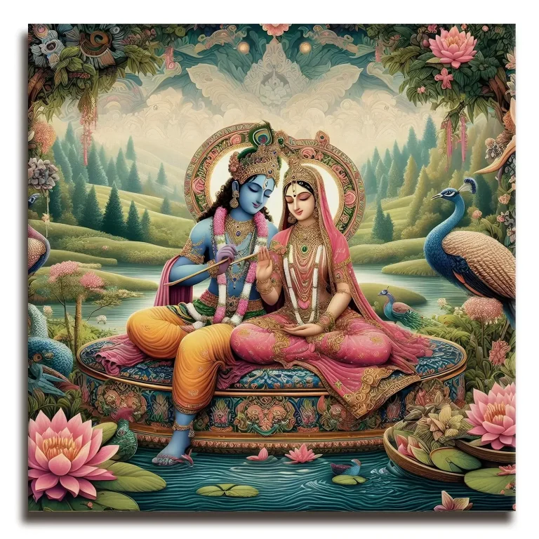 Natural Radha Krishna Digital Wall Art Canvas Base
