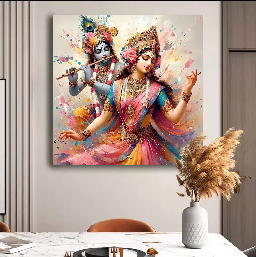Enchanting Radha Krishna Digital Wall Art Canvas Base