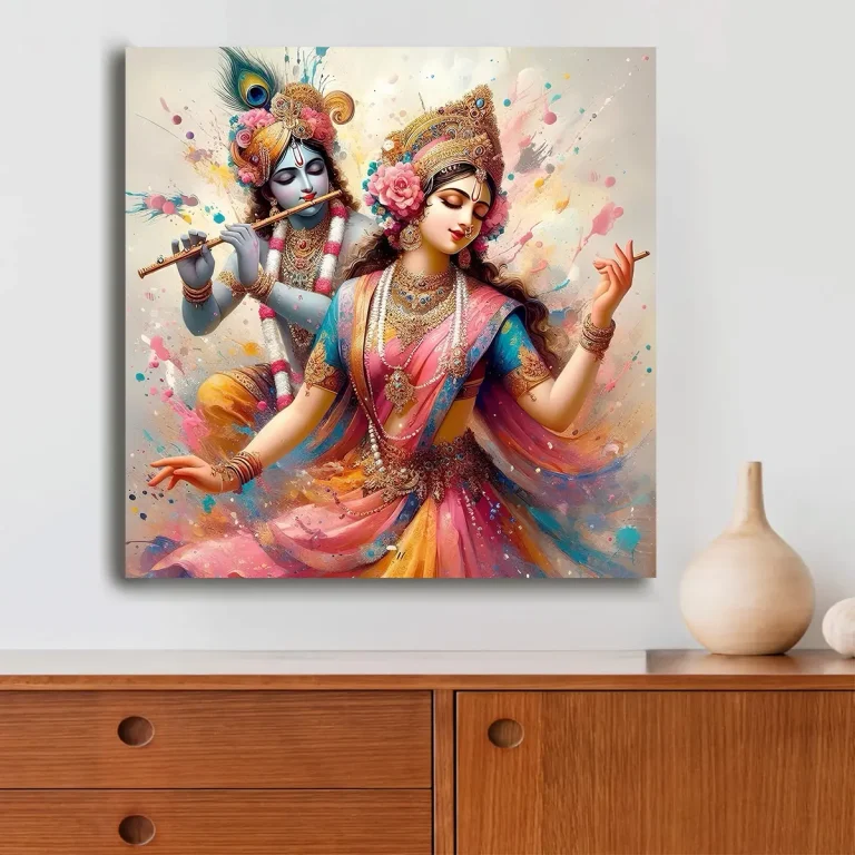 Enchanting Radha Krishna Digital Wall Art Canvas Base