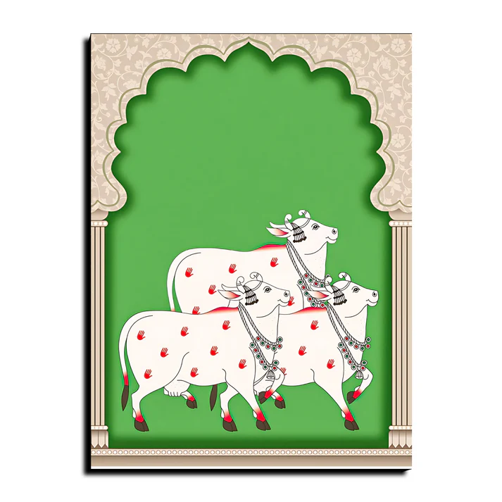 Sacred Cow Pichwai Print Wall Art Wood or Acrylic Base