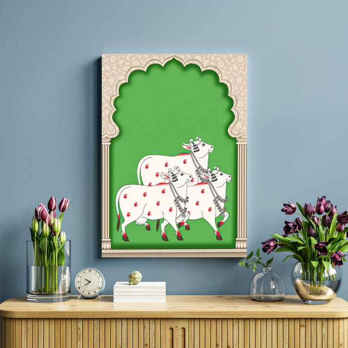 Sacred Cow Pichwai Print Wall Art Wood or Acrylic Base