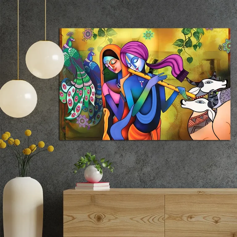 Ancient Radha Krishna Digital Wall Art Canvas Base Photo