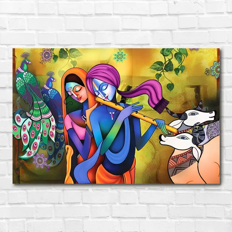 Ancient Radha Krishna Digital Wall Art Canvas Base Photo