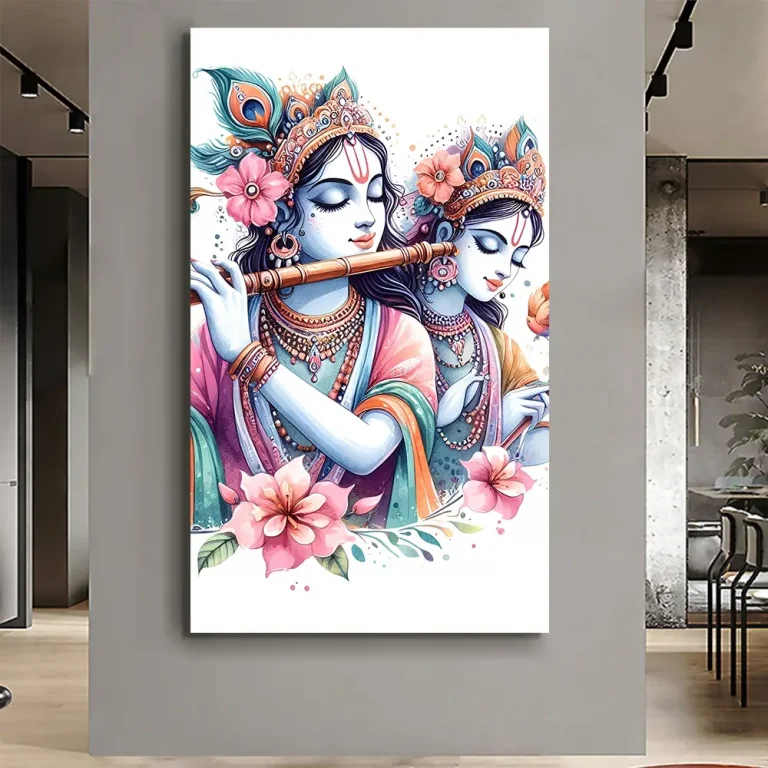 Glamorous Modern Radha Krishna Wall Art Canvas Base Photo