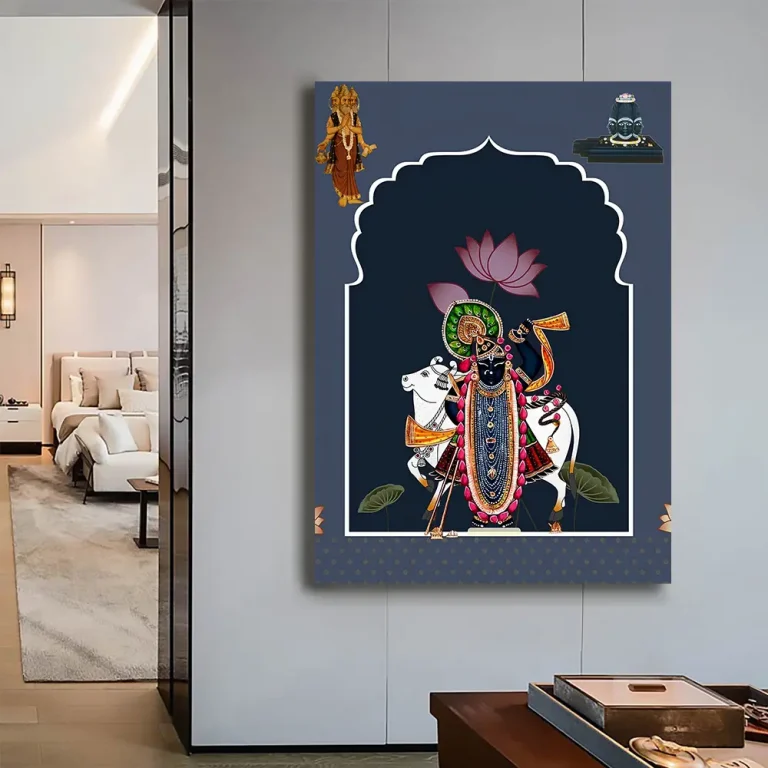 Shrinathji with Cow Pichwai Wall Art Canvas Base Photo