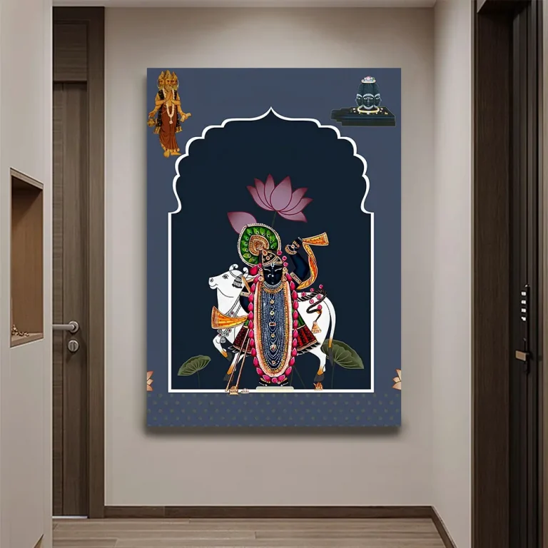 Shrinathji with Cow Pichwai Wall Art Canvas Base Photo