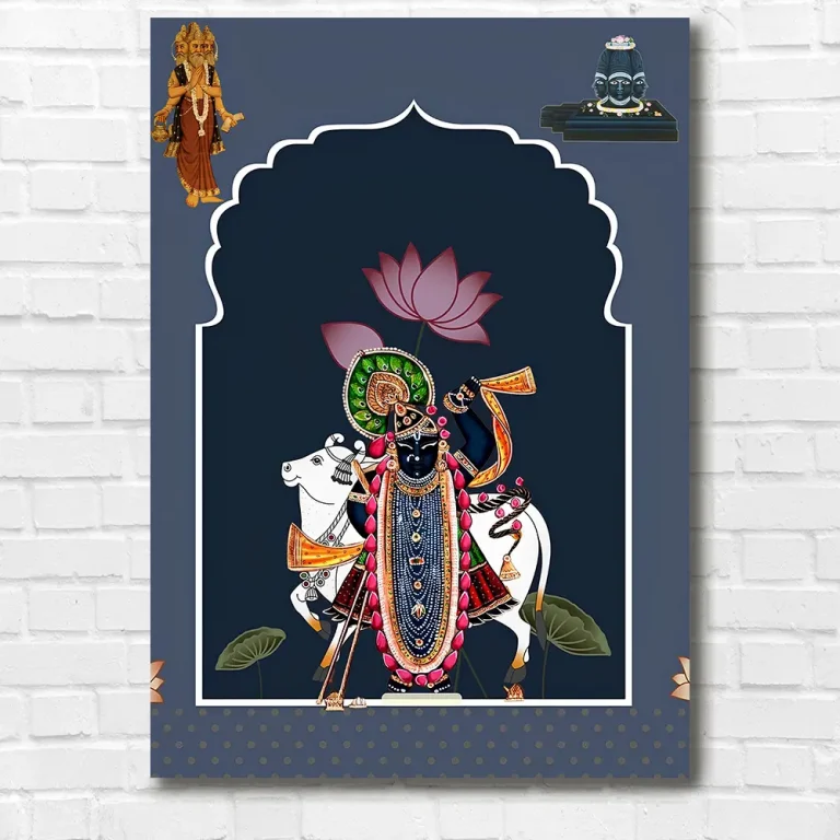 Shrinathji with Cow Pichwai Wall Art Canvas Base Photo