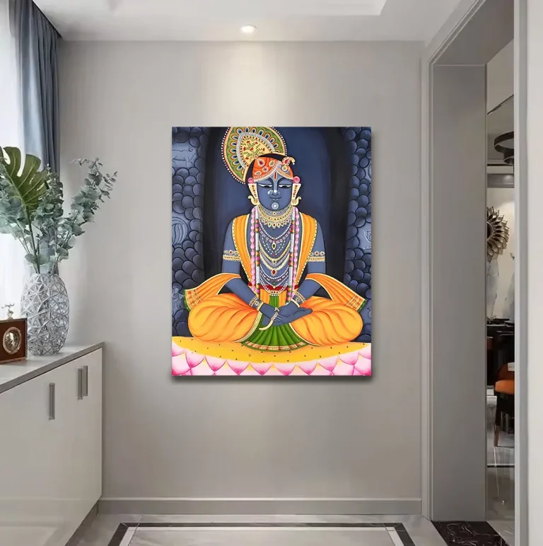 Shrinathji Sitting Position Pichwai Wall Art Canvas Base Photo