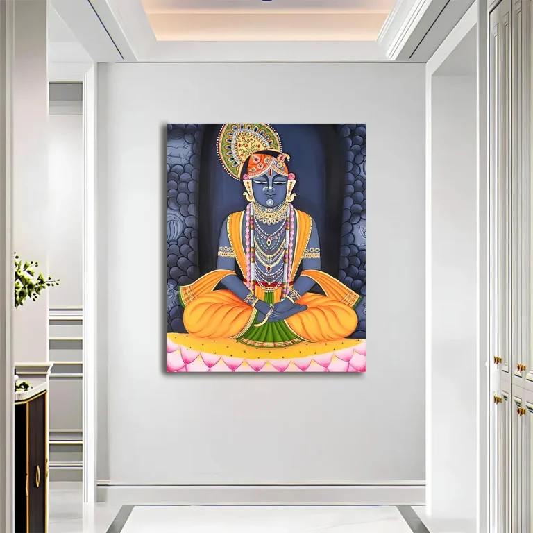Shrinathji Sitting Position Pichwai Wall Art Canvas Base Photo