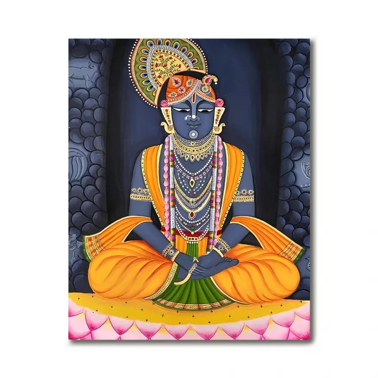 Shrinathji Sitting Position Pichwai Wall Art Canvas Base Photo