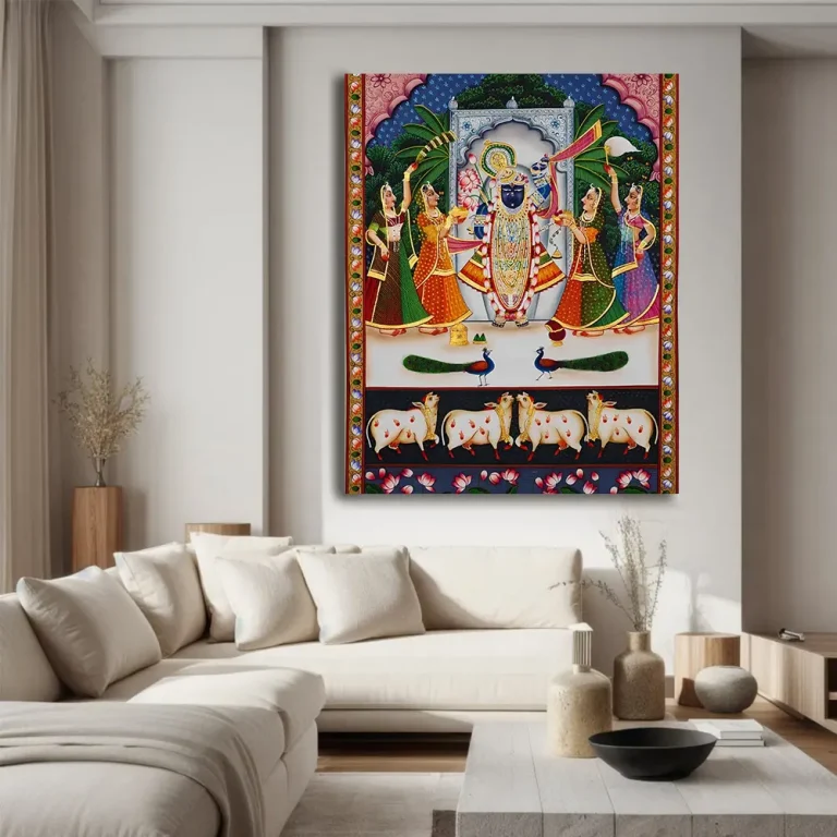 Sharad Purnima Shrinathji Pichwai Wall Art Canvas Base Photo