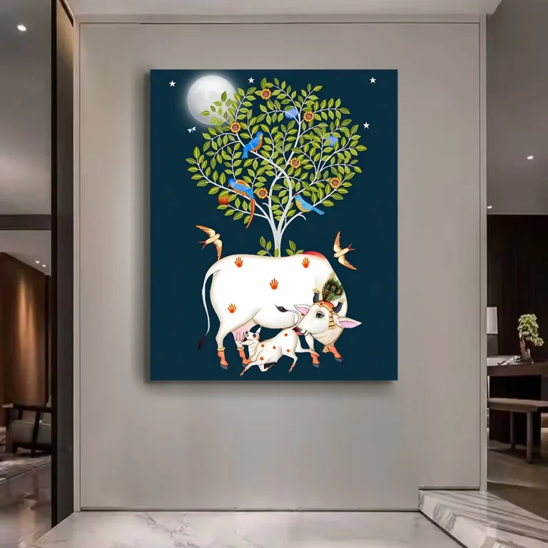 Tree of Life with Cow and Calf Pichwai Wall Art Canvas Base Photo