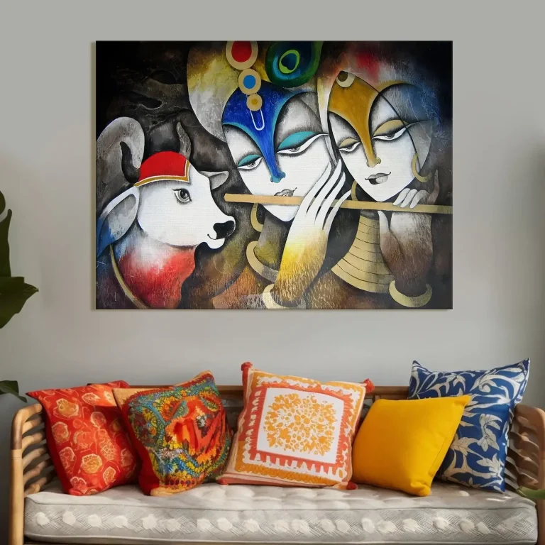 Traditional Ethnic Radha Krishna Digital Wall Art Canvas Base Photo