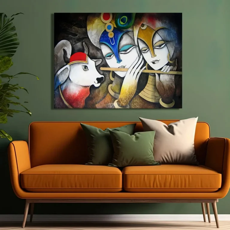 Traditional Ethnic Radha Krishna Digital Wall Art Canvas Base Photo