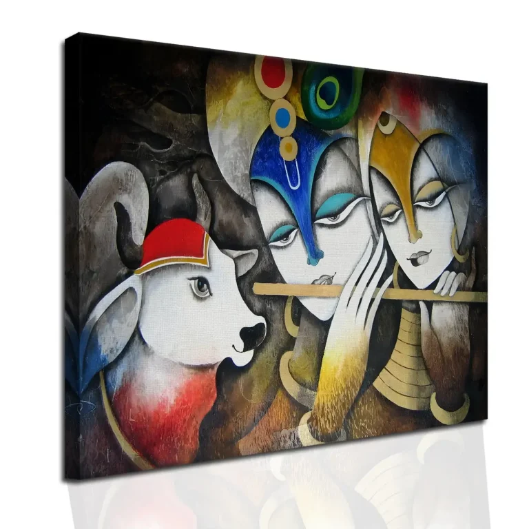 Traditional Ethnic Radha Krishna Digital Wall Art Canvas Base Photo