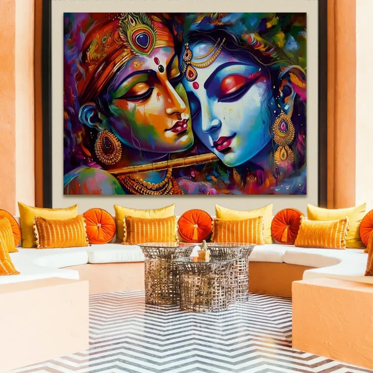 Modern Art Radha Krishna Digital Wall Art Canvas Base Photo