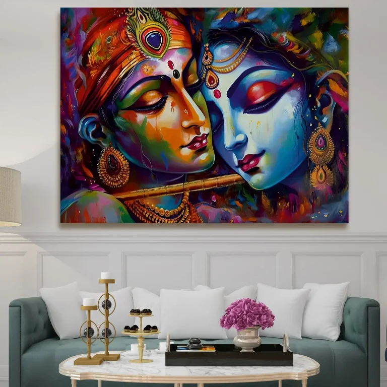 Modern Art Radha Krishna Digital Wall Art Canvas Base Photo