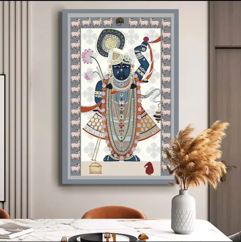 Shreenathji Darshan with Cows Pichwai Wall Art Canvas Base Photo