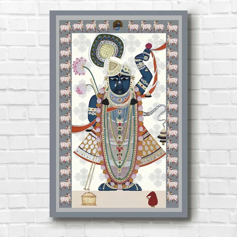 Shreenathji Darshan with Cows Pichwai Wall Art Canvas Base Photo