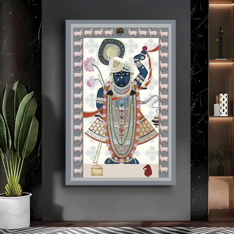 Shreenathji Darshan with Cows Pichwai Wall Art Canvas Base Photo
