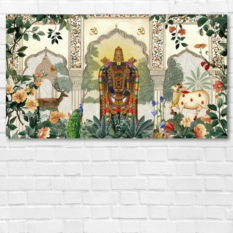 Tirupati Balaji Auspicious Pichwai Cow Wall Art Canvas Base