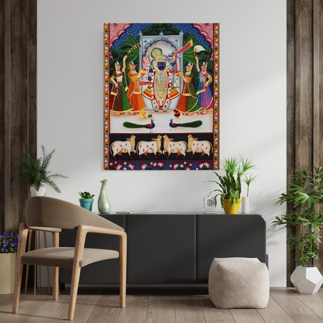 Sharad Purnima Shrinathji Pichwai Wall Art Canvas Base Photo