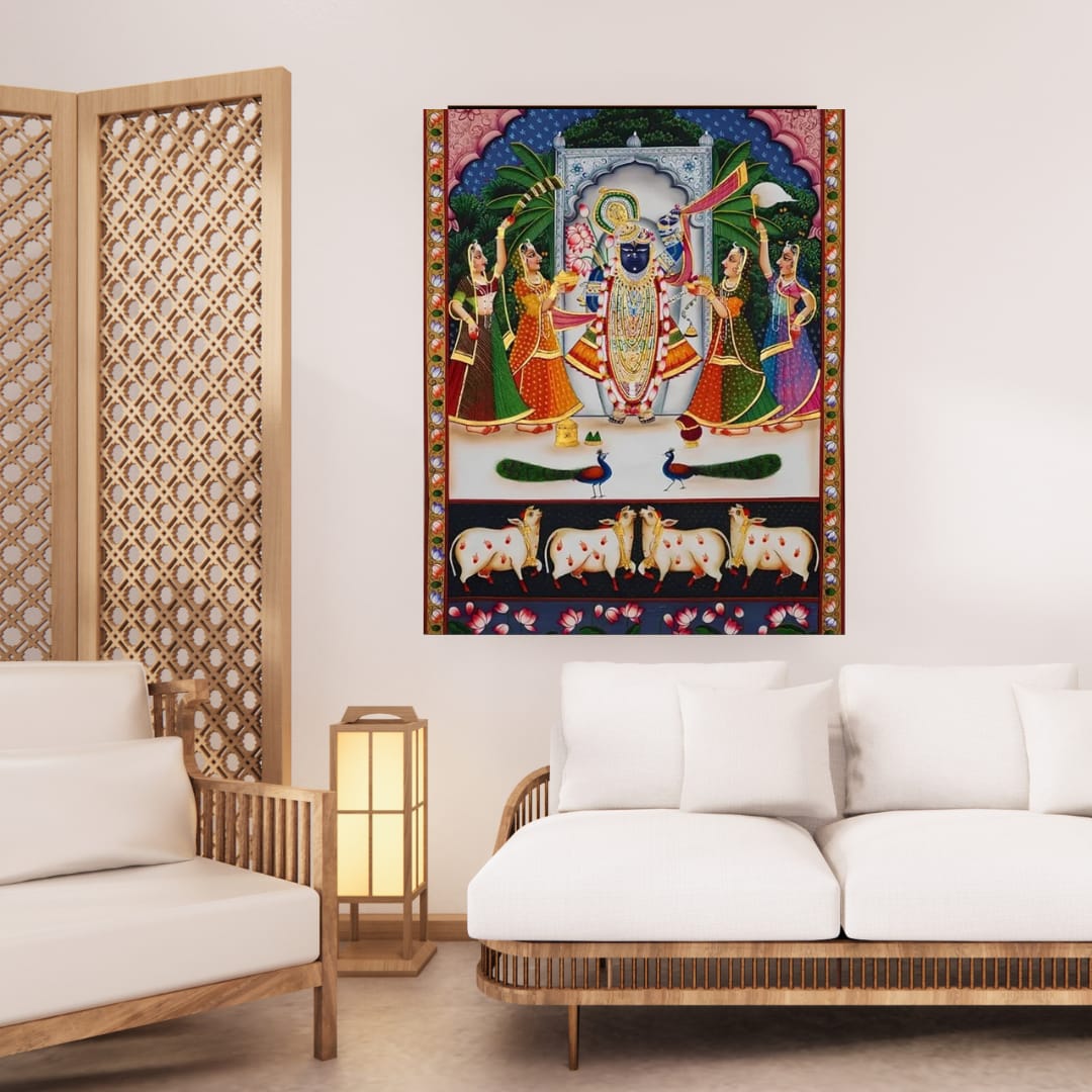 Sharad Purnima Shrinathji Pichwai Wall Art Canvas Base Photo