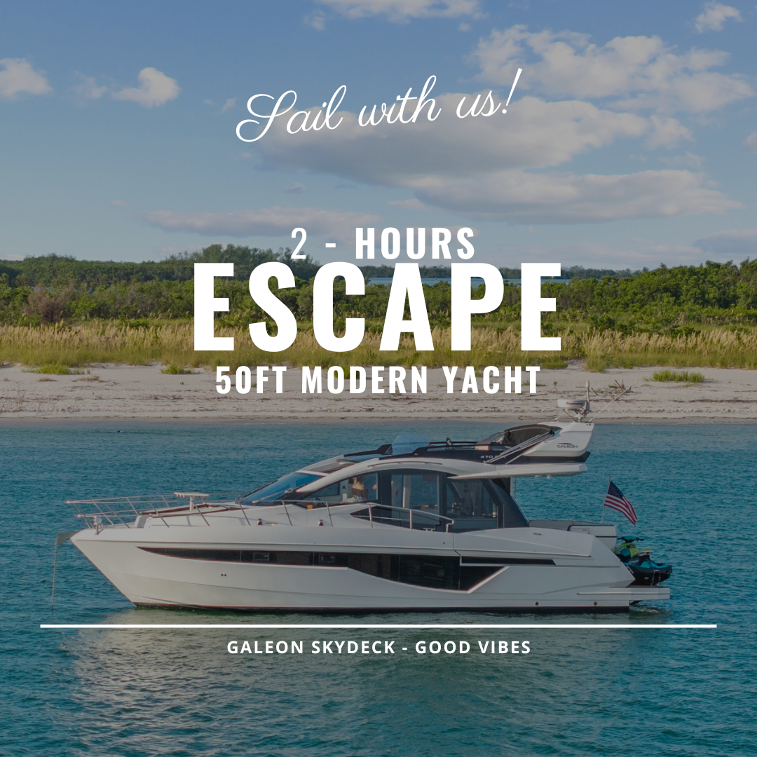50FT MODERN YACHT 2-HOURS plus crew fees ($300)