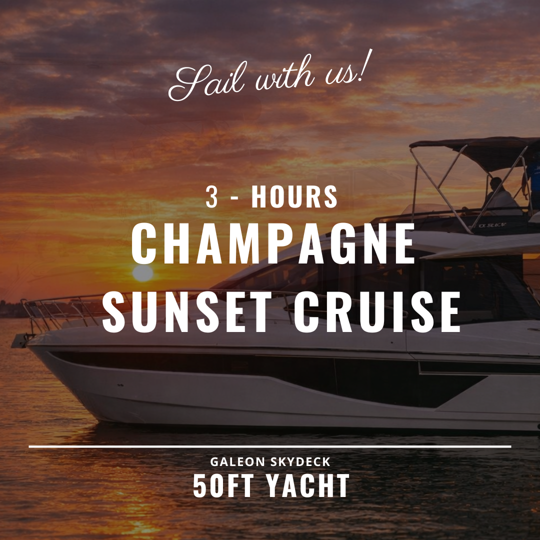 Champagne Sunset Cruise 3-HOURS plus crew fees ($300)