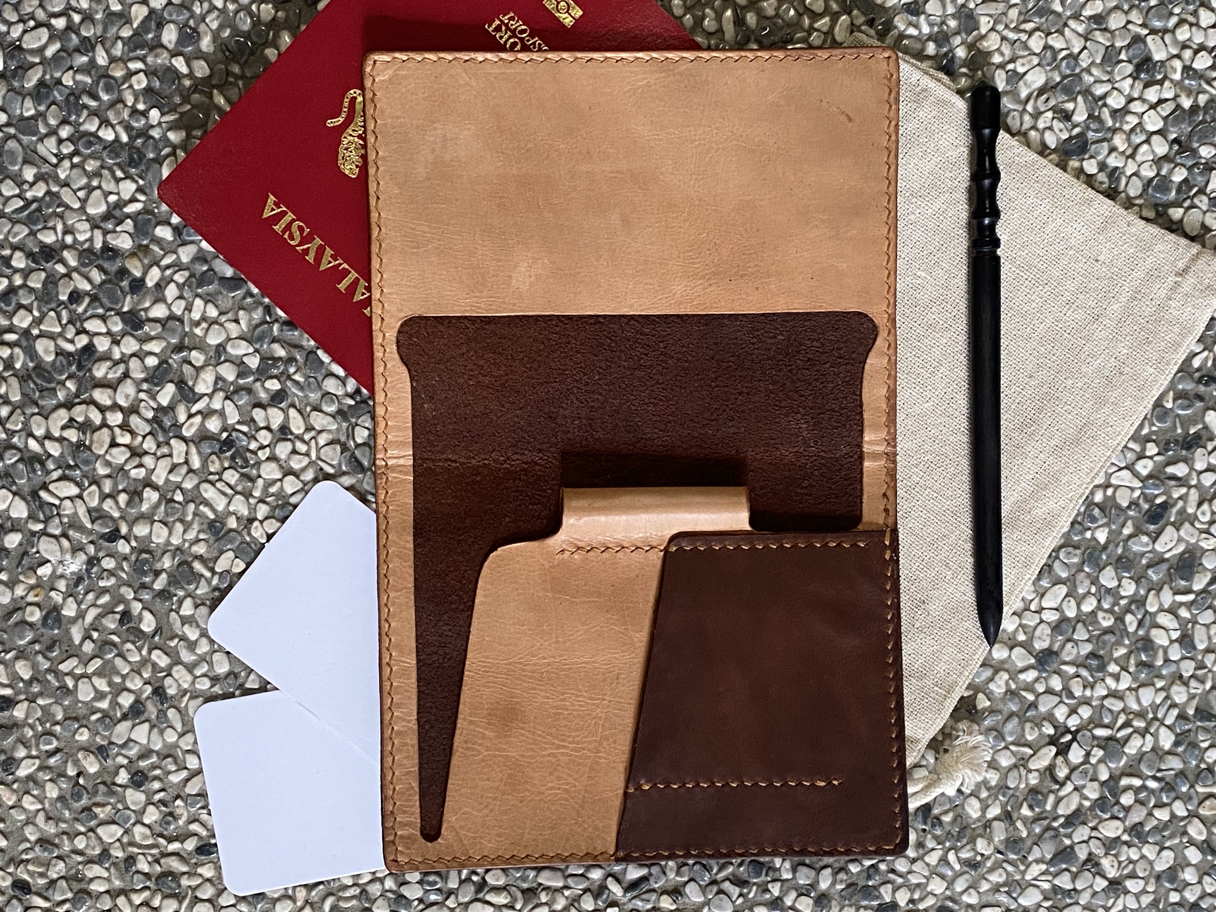 The Cobalt - passport sized wallet with room for cash and cards