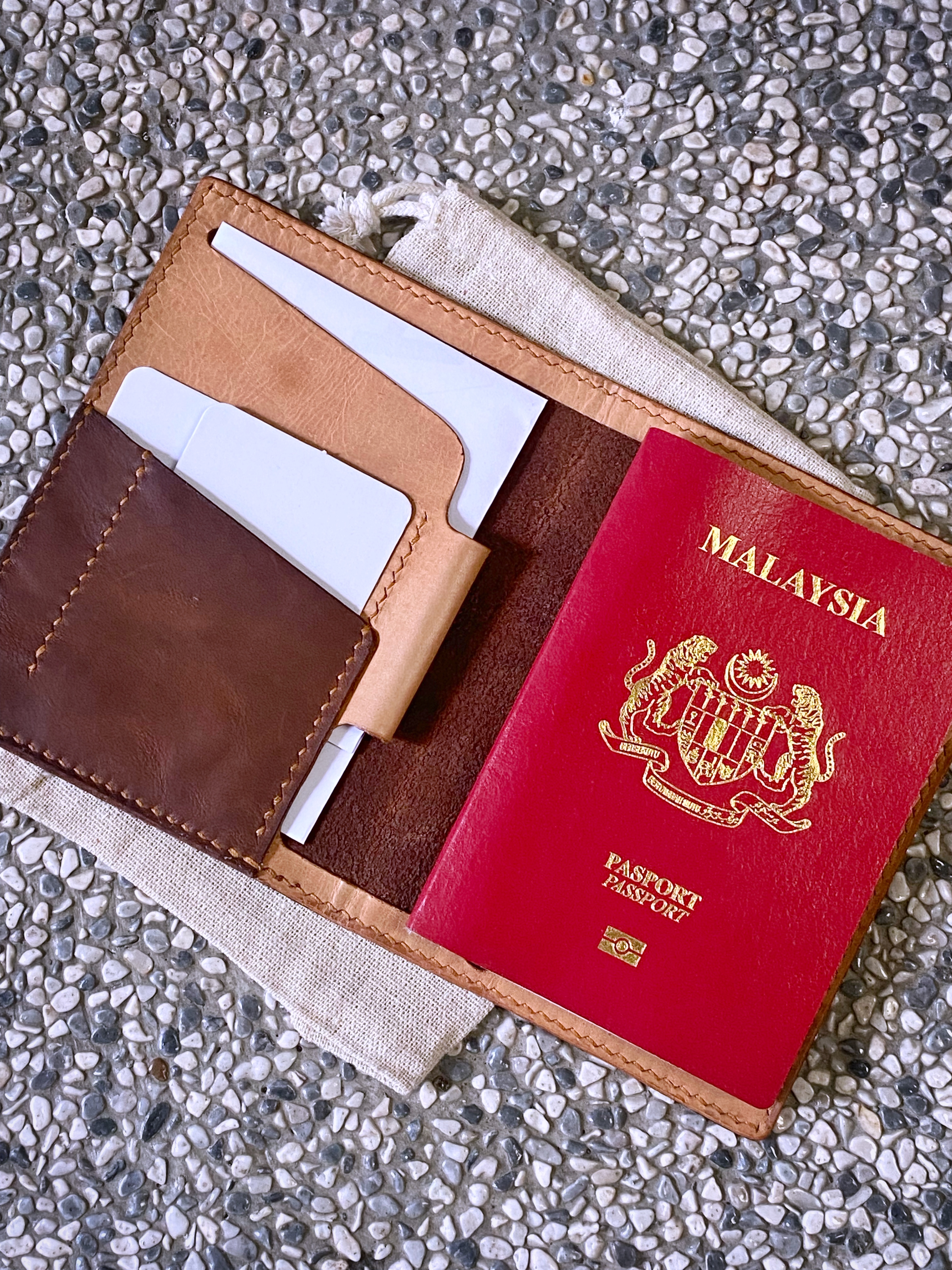 The Cobalt - passport sized wallet with room for cash and cards