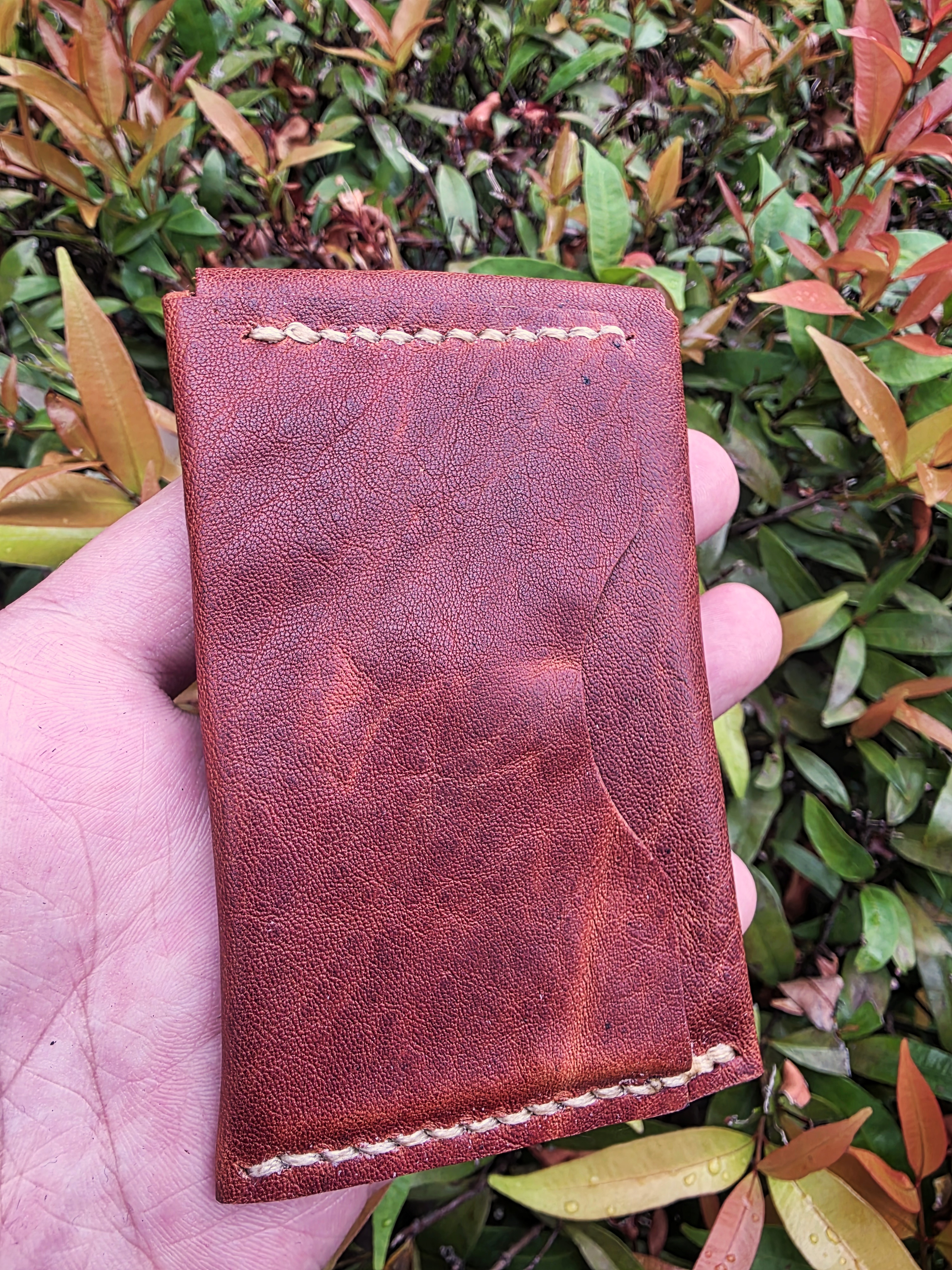 The Parchment V2: a leather clasp card sleeve in brown horse leather
