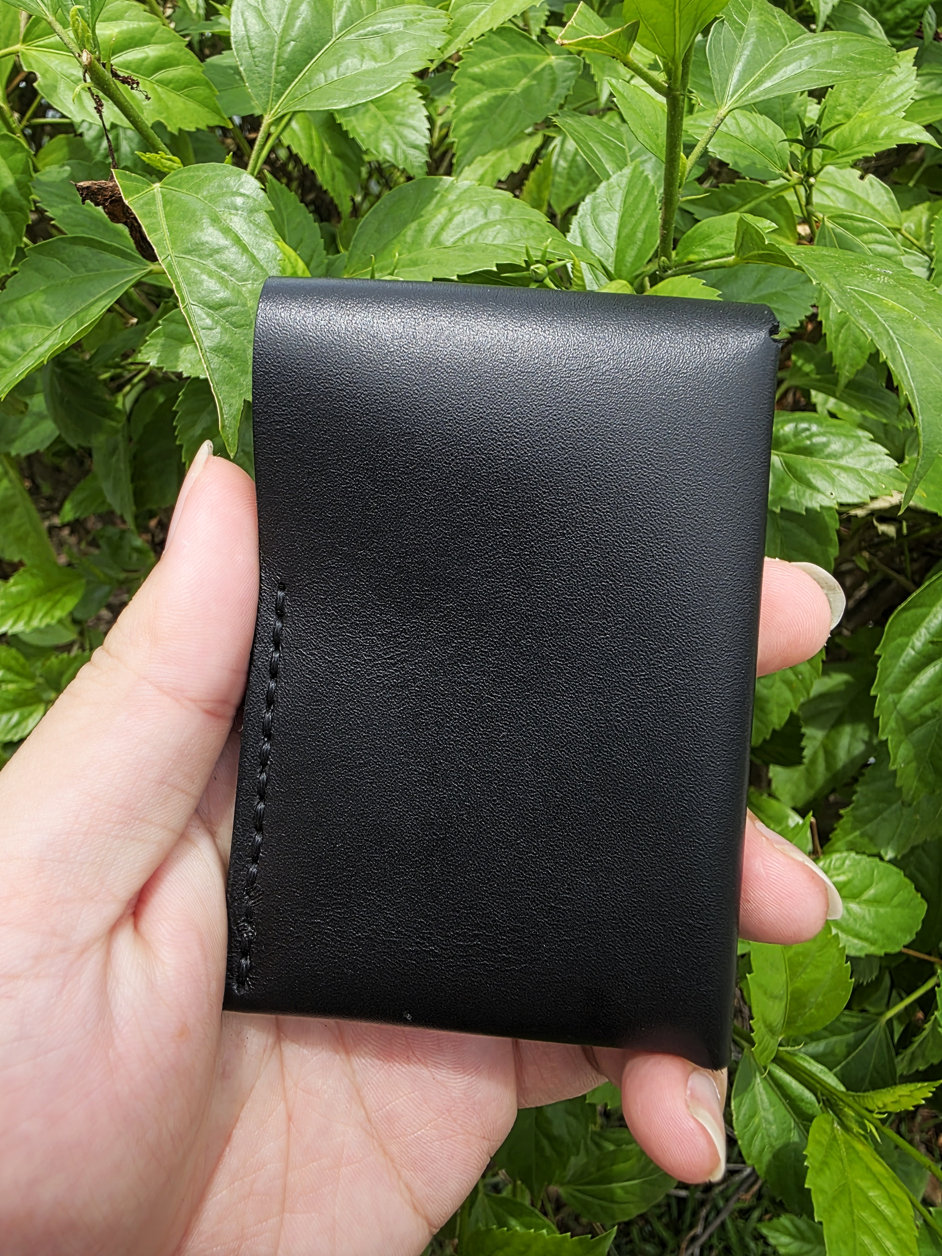 The Oahu Card Version made with Glossy Black Leather